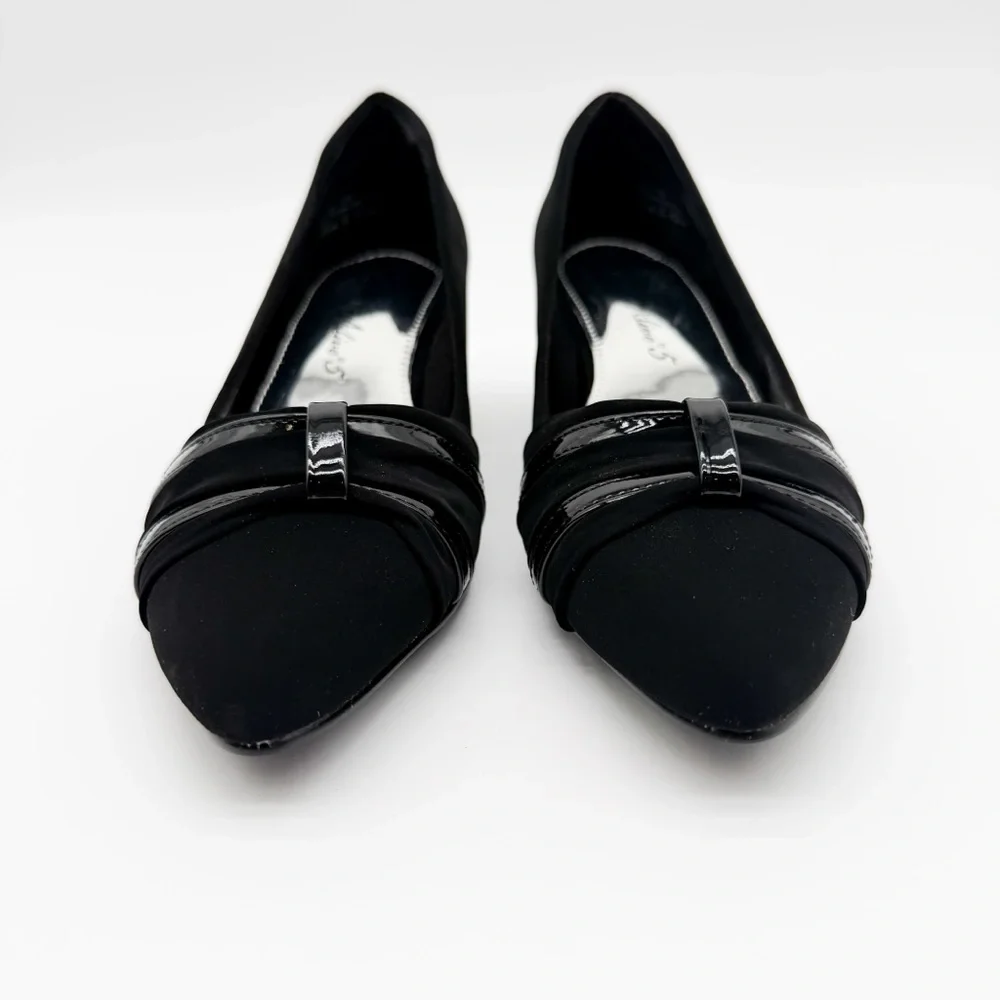 Easy Street Millie Block Heel Dress Pumps Lamy Patent Black 7.5 Narrow NEW